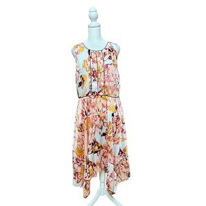 Donna Karan New York Abstract High Low Midi Dress Sleeveless Size L